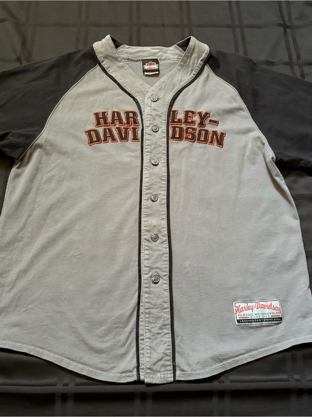 Harley-Davidson Shirt Mens Large Button Baseball  Motorcycle Jersey Y2K